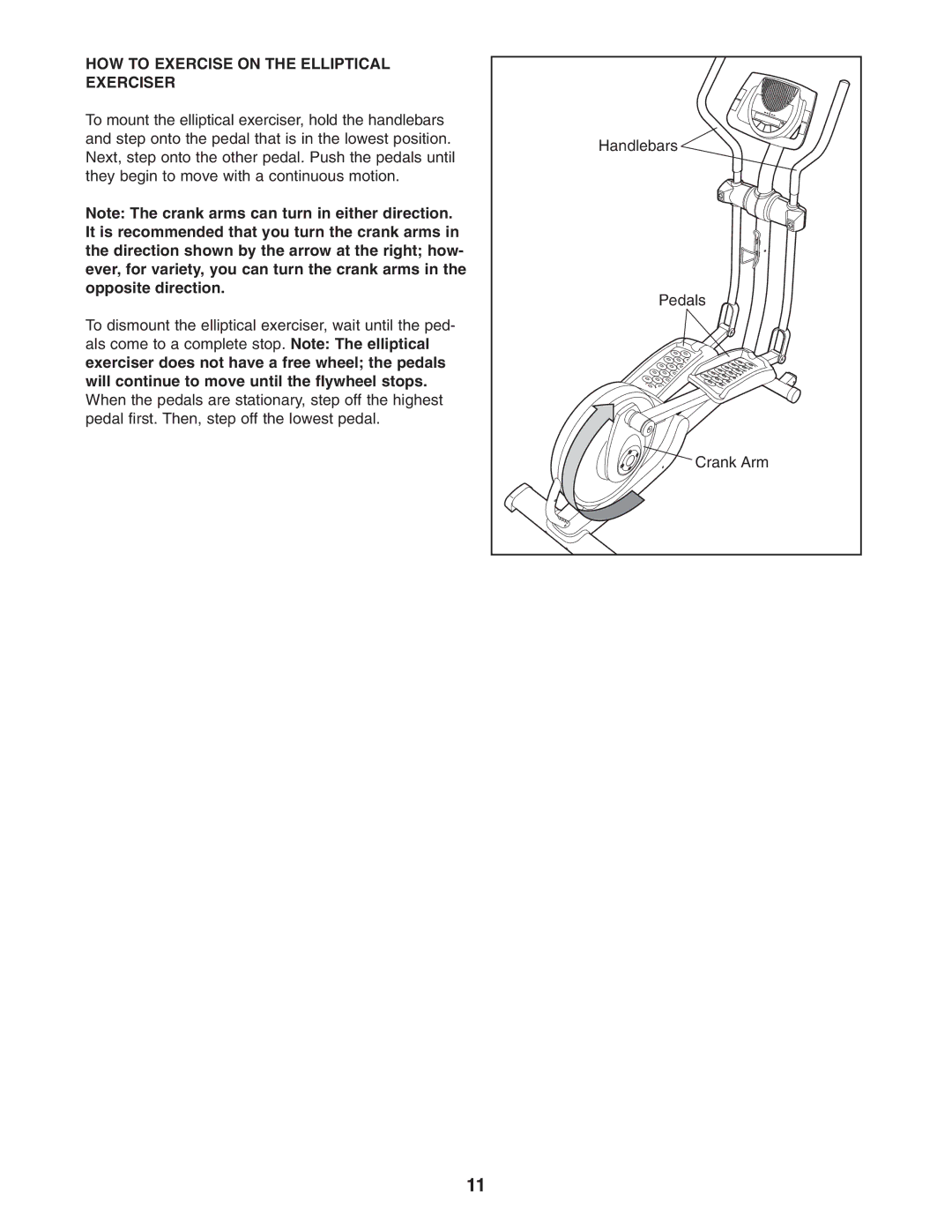 NordicTrack 30510.0 user manual HOW to Exercise on the Elliptical Exerciser 