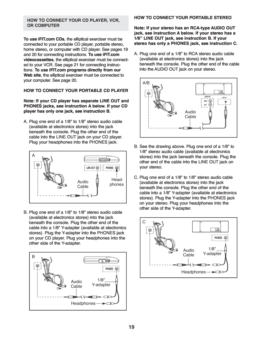 NordicTrack 30510.1 user manual How To Connect Your Cd Player, Vcr, Or Computer, Audio, Cable 