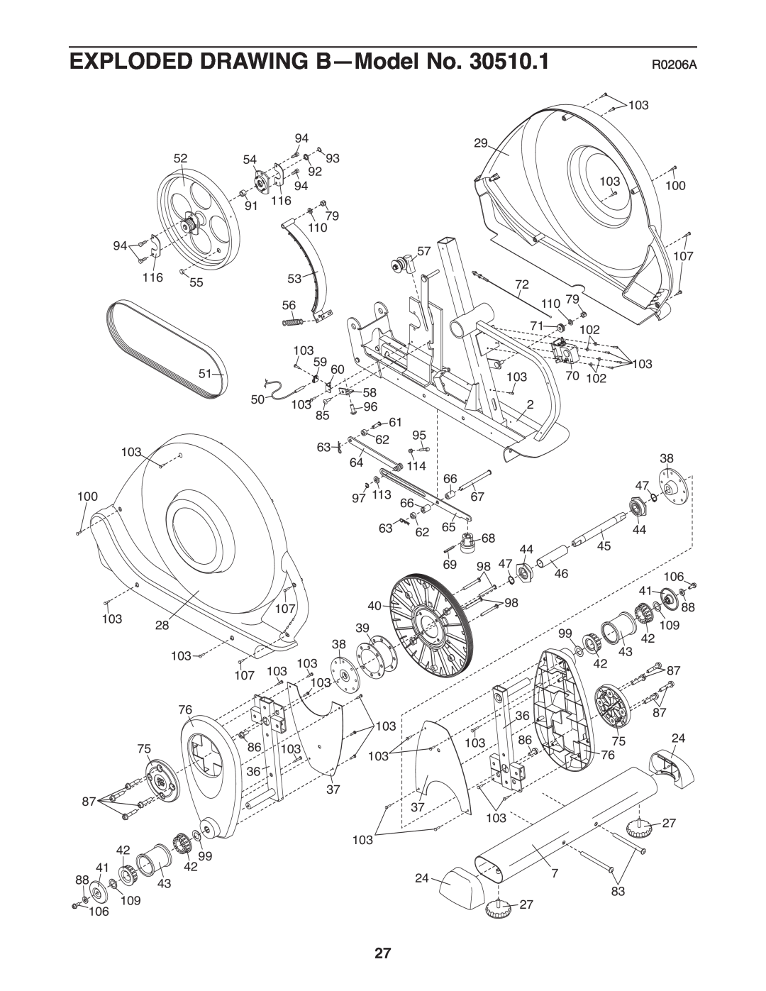 NordicTrack 30510.1 user manual EXPLODED DRAWING B-Model No 