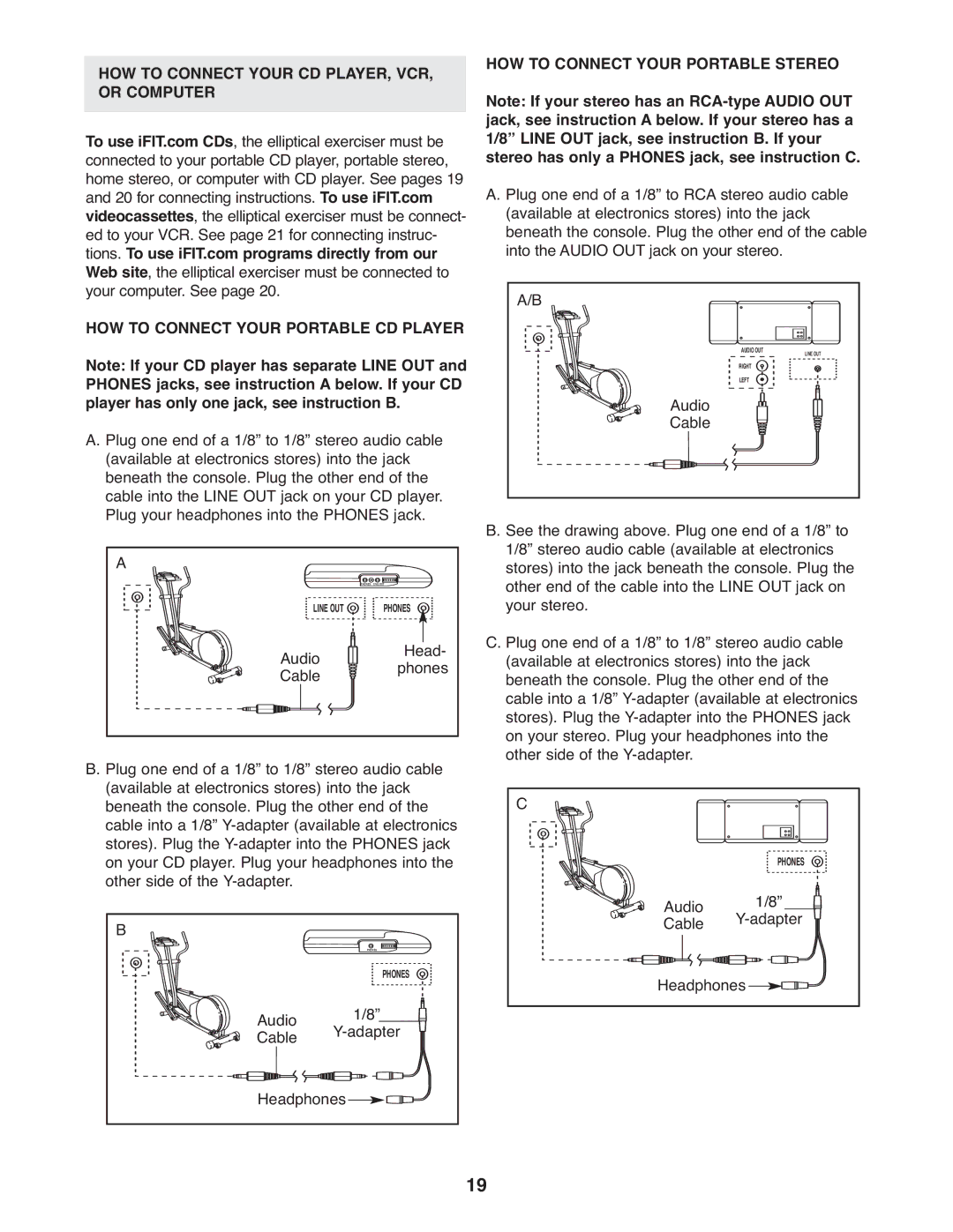 NordicTrack 30510.2 user manual HOW to Connect Your CD PLAYER, VCR, or Computer, Audio, Cable 