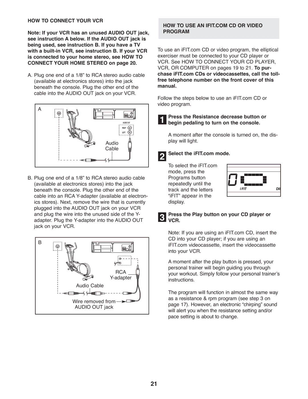 NordicTrack 30510.2 user manual HOW to Connect Your VCR, Press the Play button on your CD player or VCR 