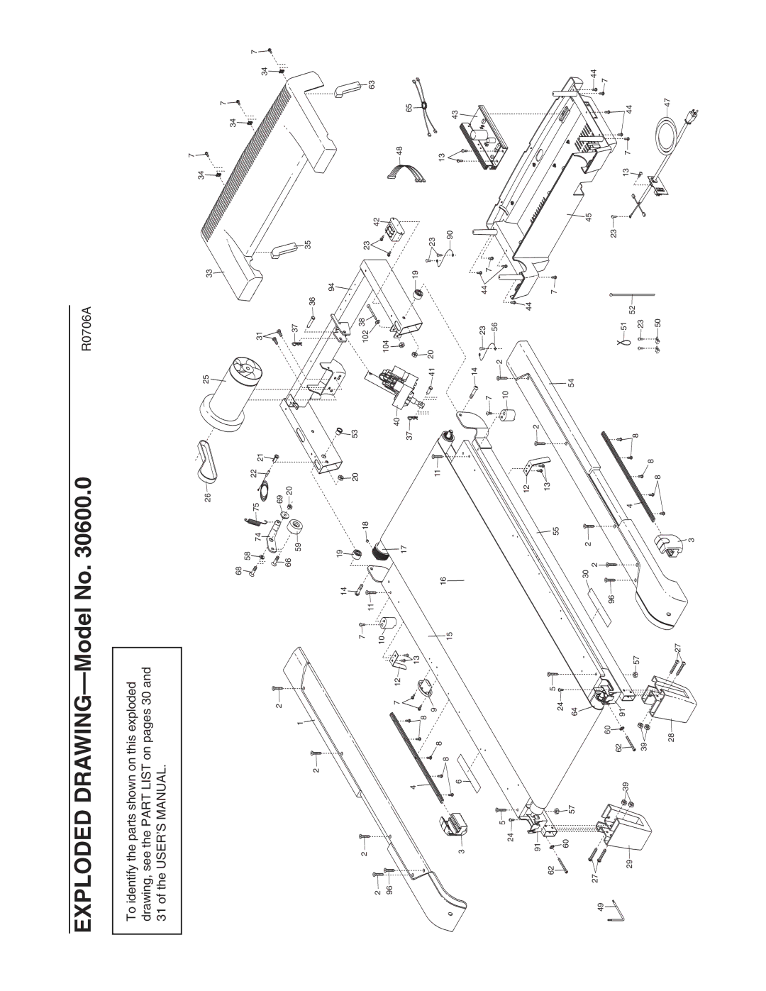 NordicTrack 30600.0 user manual Exploded DRAWING-Model No 