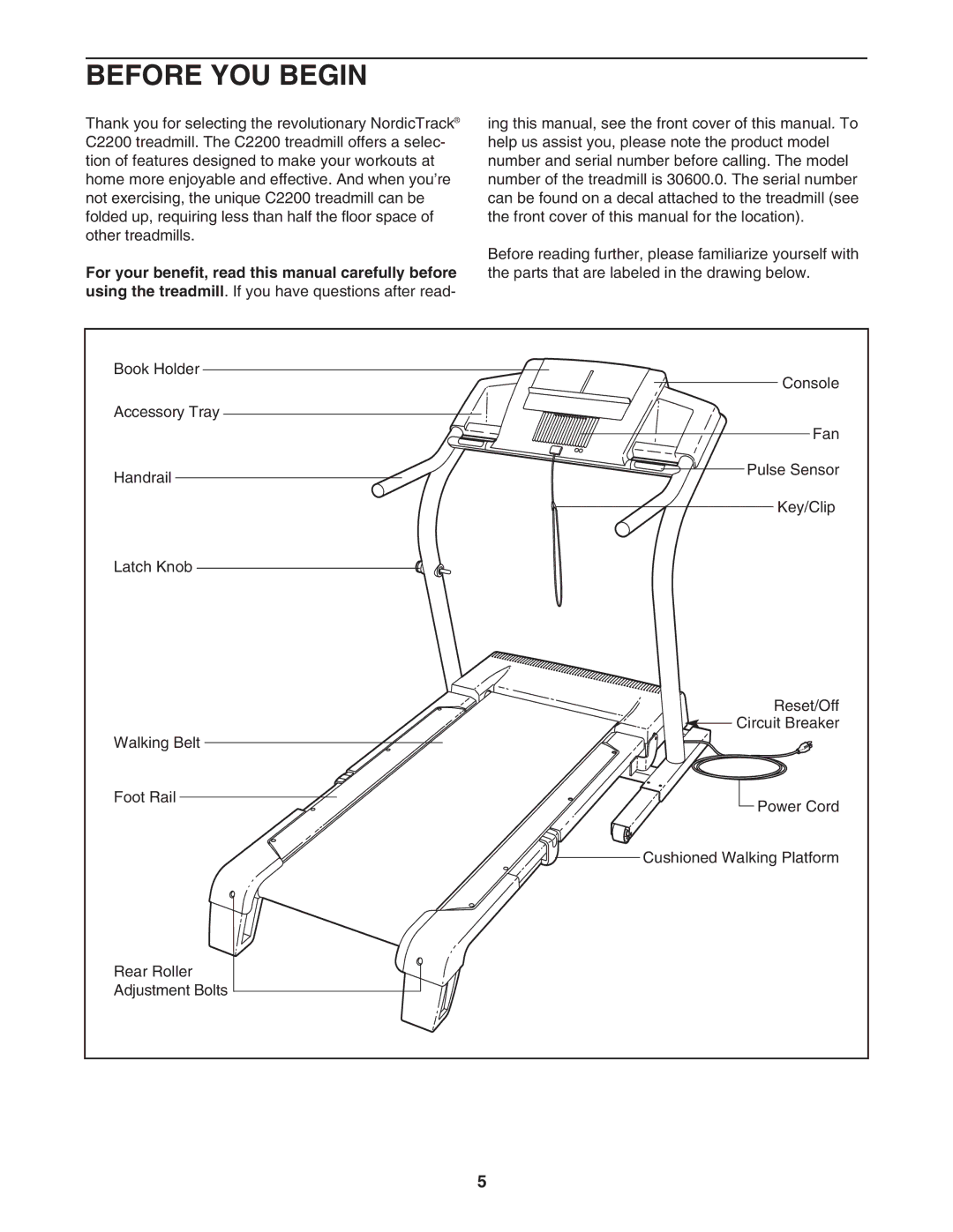 NordicTrack 30600.0 user manual Before YOU Begin 