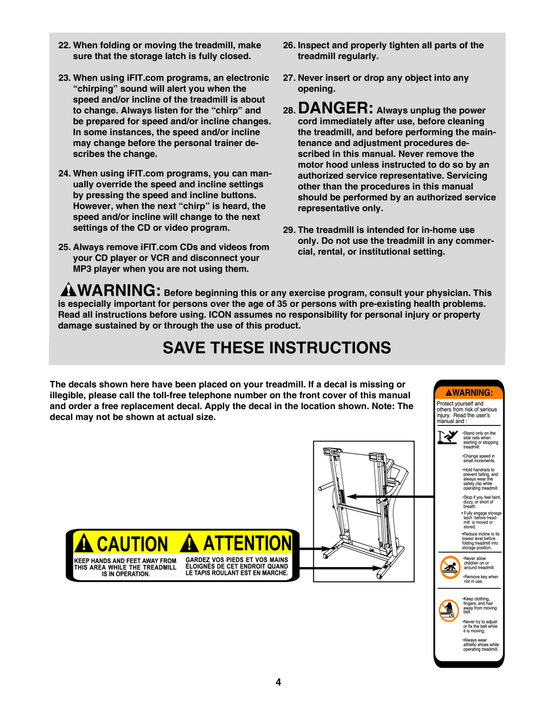 NordicTrack 30600.0 user manual Save These Instructions 