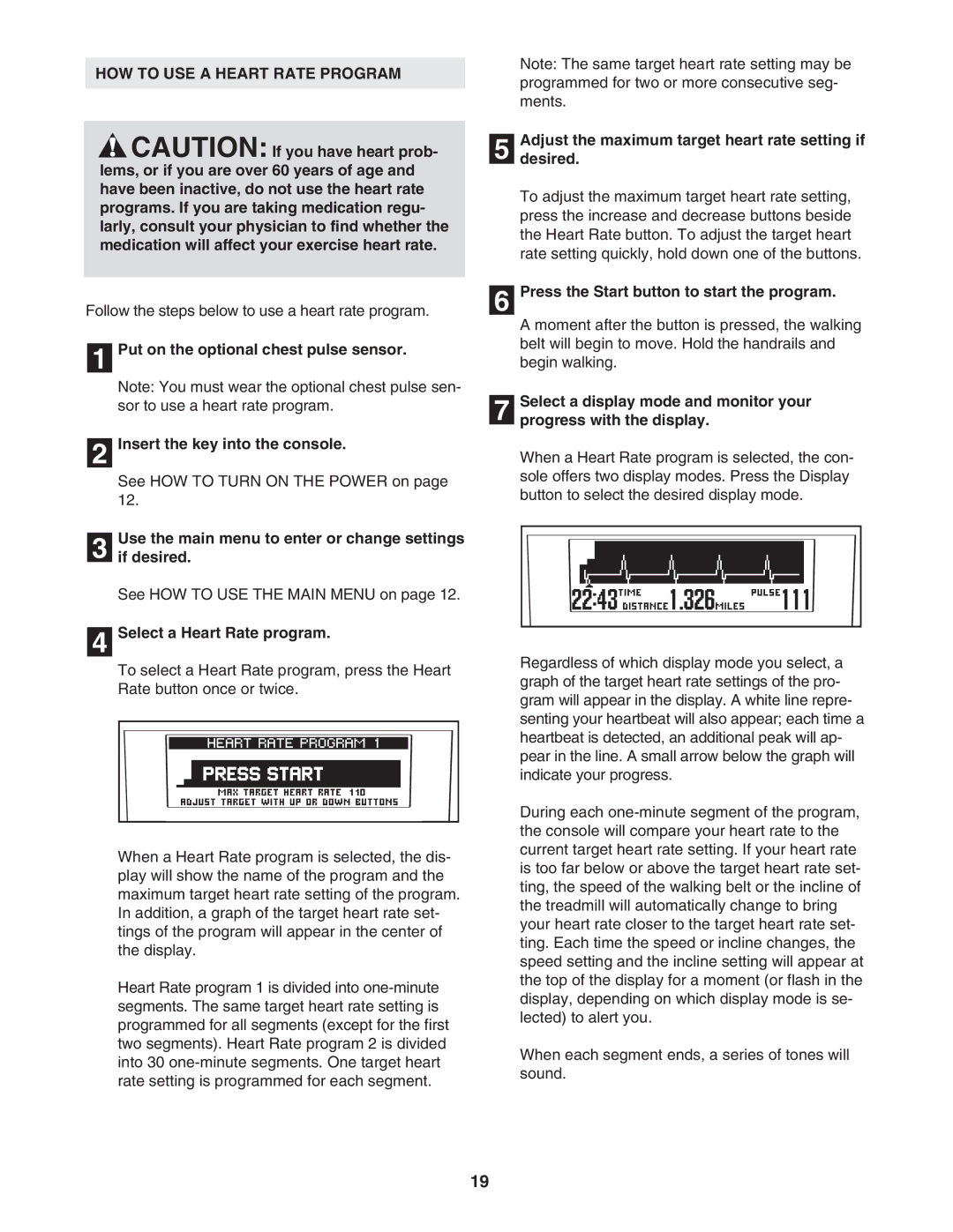 NordicTrack 30601.0 user manual HOW to USE a Heart Rate Program, Select a Heart Rate program 