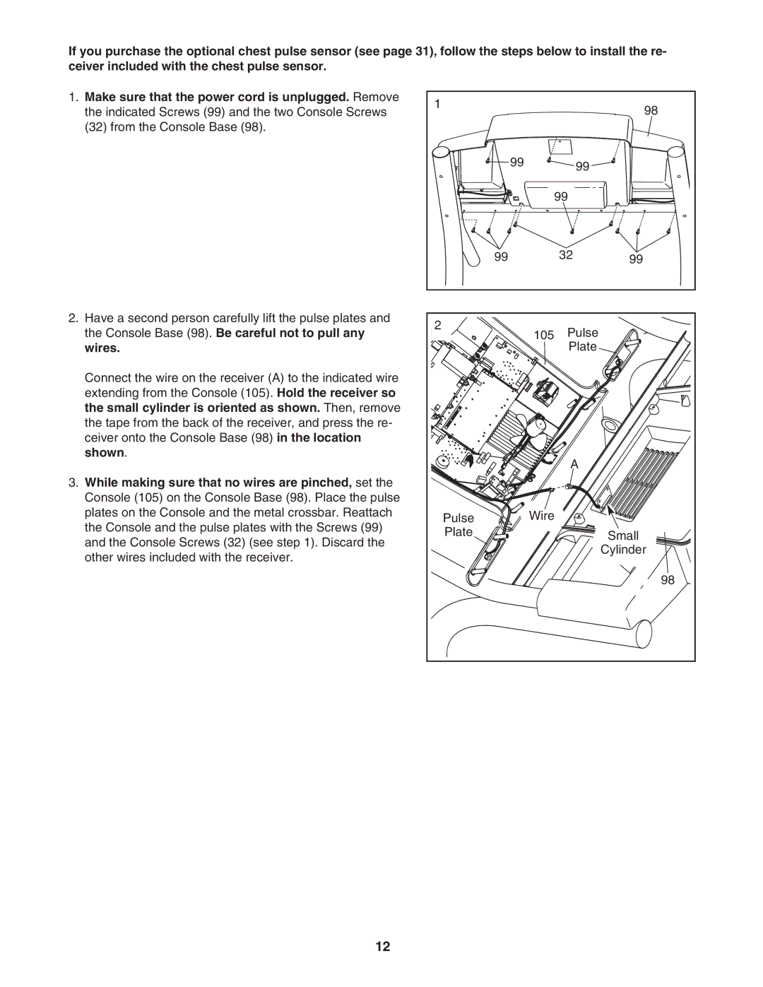 NordicTrack 30602.0 user manual Pulse Plate Wire Small Cylinder 