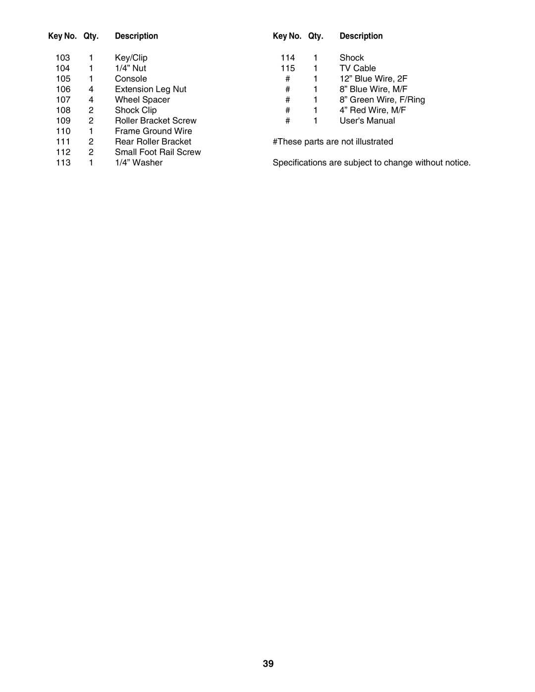 NordicTrack 30602.0 user manual Qty 