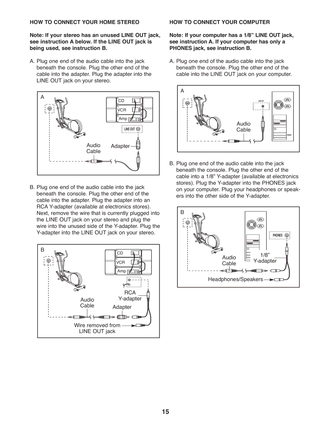 NordicTrack 30621.0 user manual HOW to Connect Your Home Stereo, HOW to Connect Your Computer 