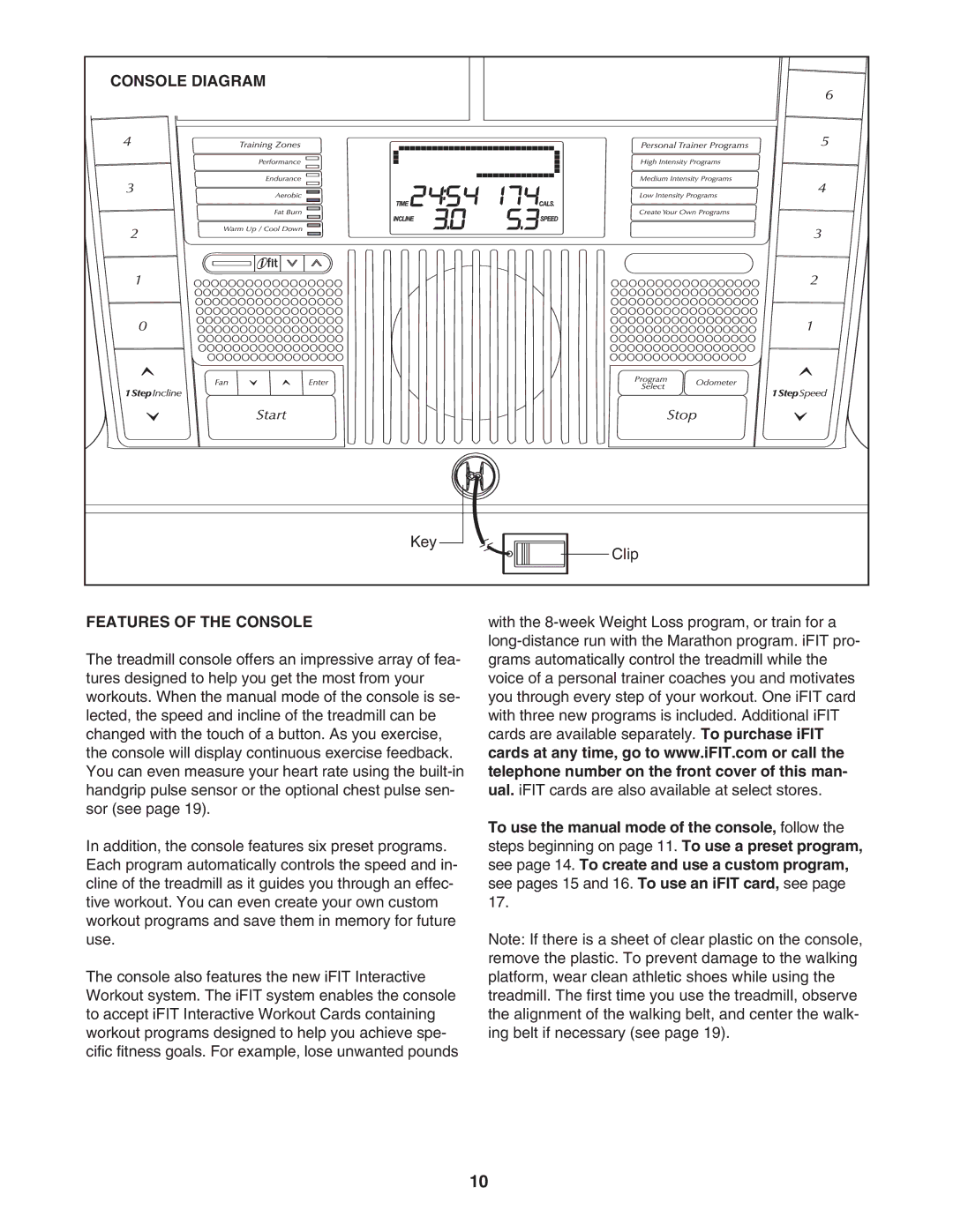 NordicTrack 30702.0 user manual Console Diagram, Features of the Console 