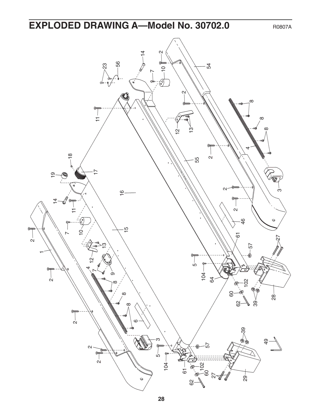 NordicTrack 30702.0 user manual Exploded Drawing A-Model 