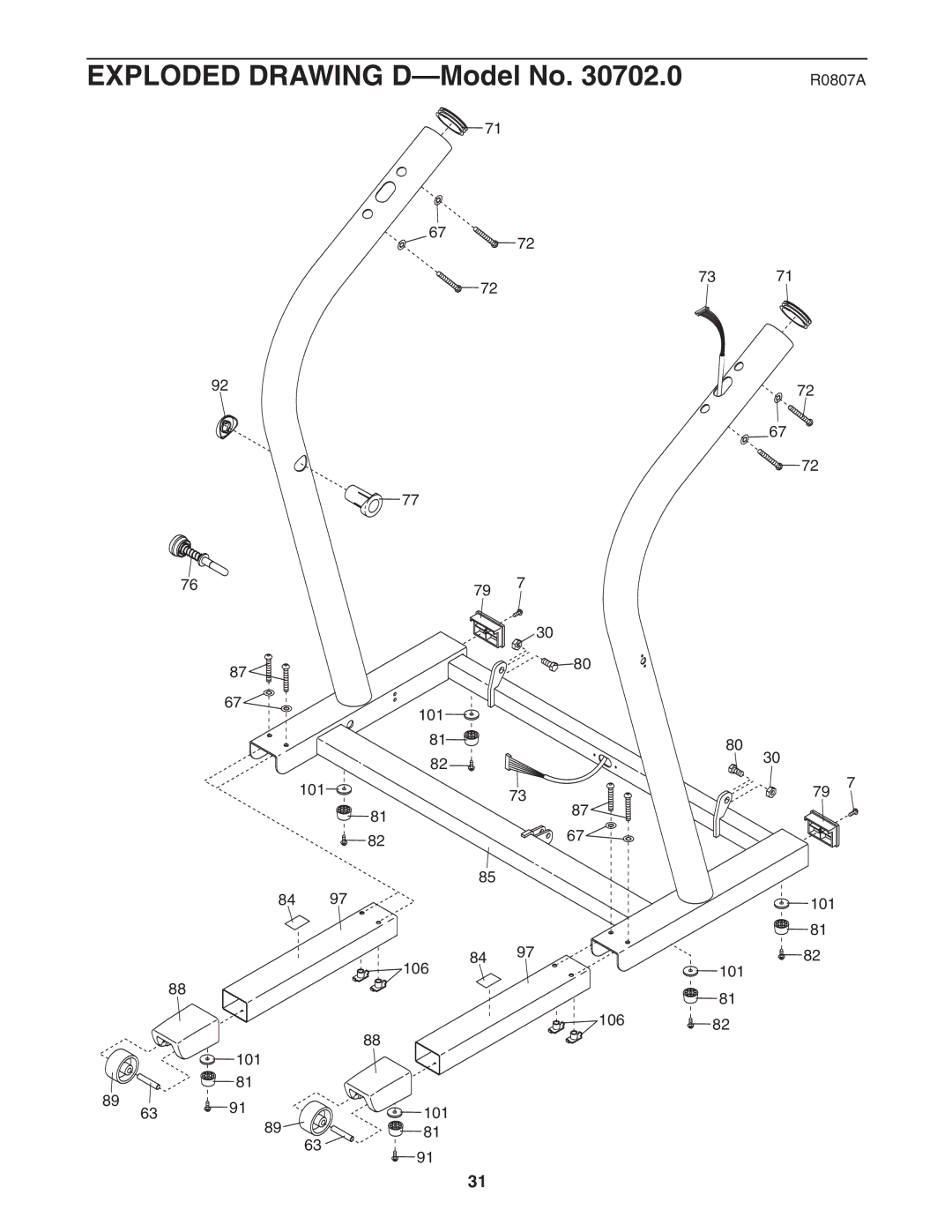 NordicTrack 30702.0 user manual Exploded Drawing D-Model No 