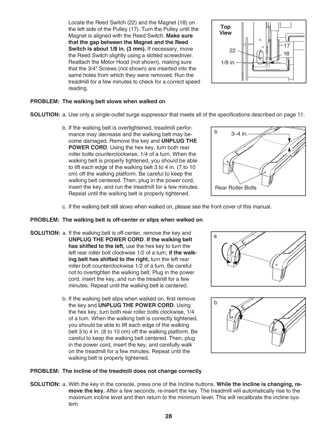 NordicTrack 30703.0 user manual Top View Problem The walking belt slows when walked on 