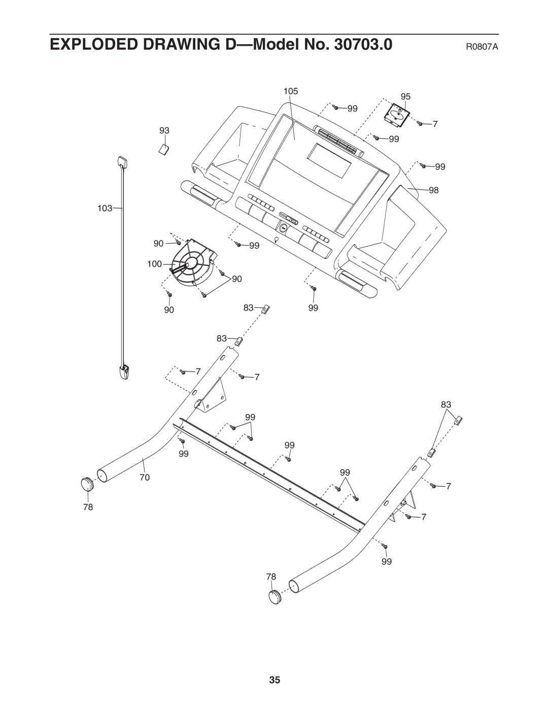 NordicTrack 30703.0 user manual Exploded Drawing D-Model No 