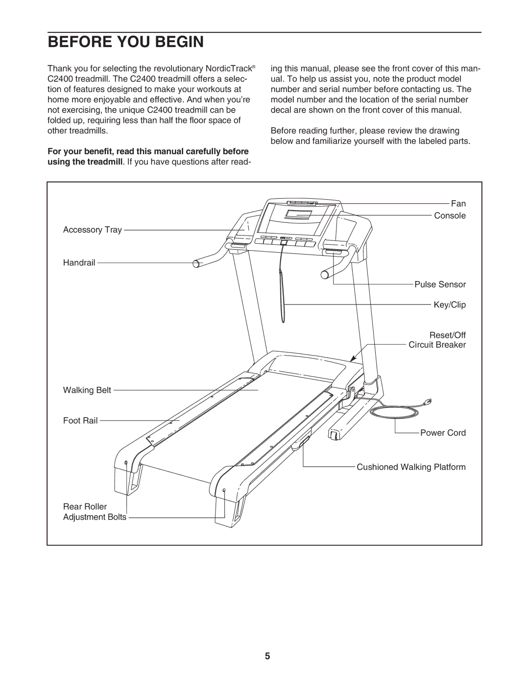 NordicTrack 30703.0 user manual Before YOU Begin 