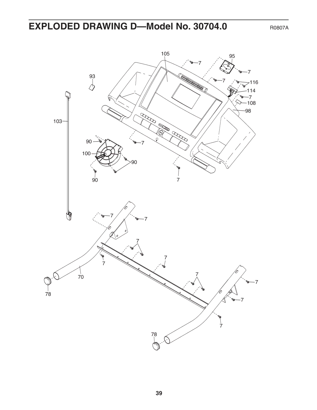 NordicTrack 30704.0 user manual Exploded Drawing D-Model No 