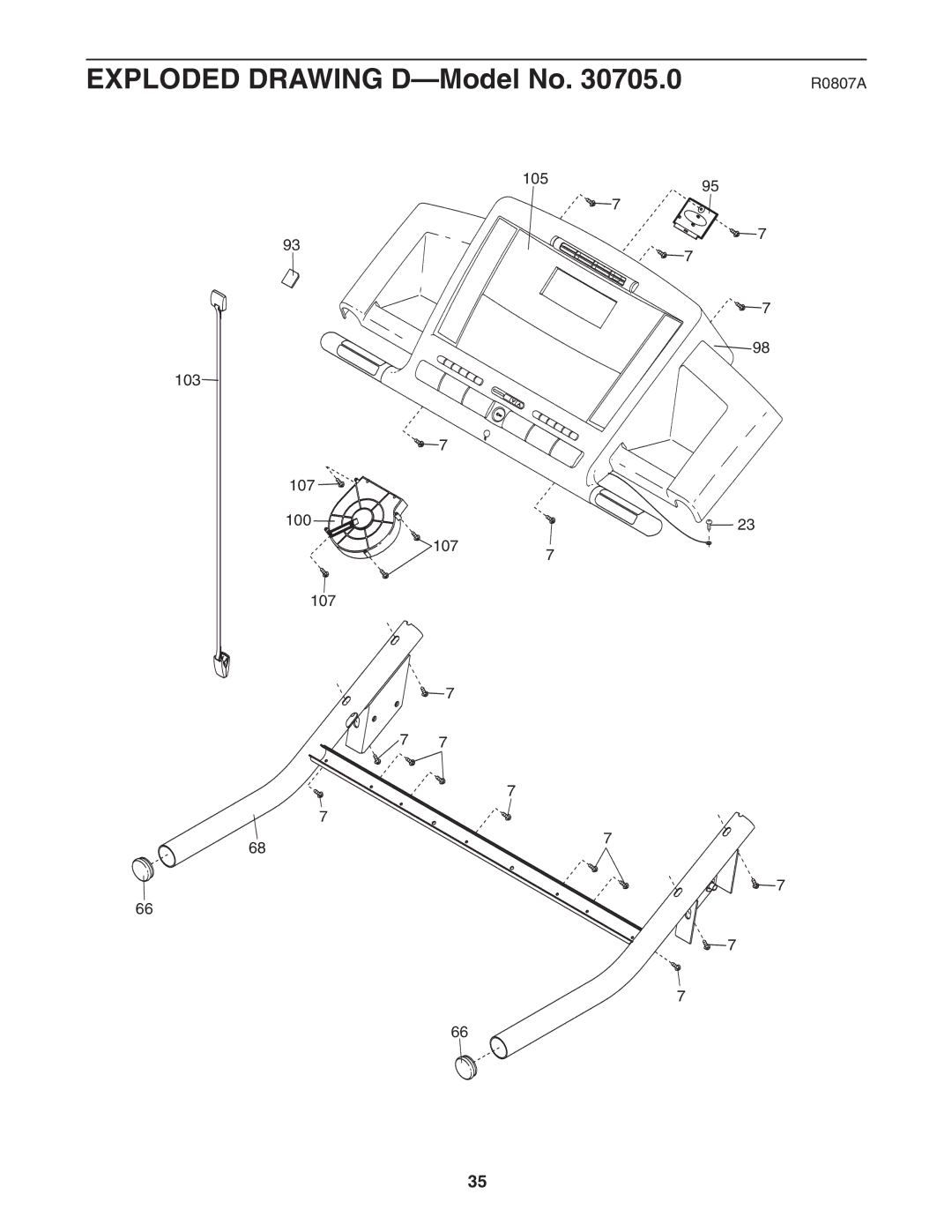 NordicTrack 30705.0 user manual Exploded Drawing D-Model No 