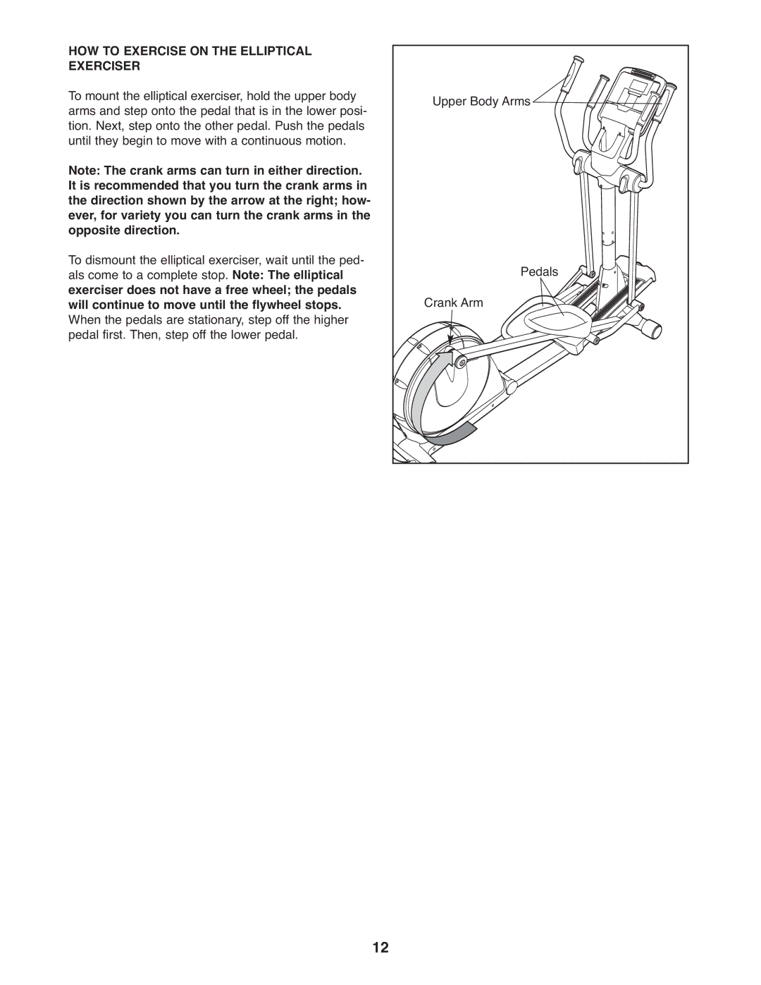 NordicTrack 30725.0 user manual HOW to Exercise on the Elliptical Exerciser 