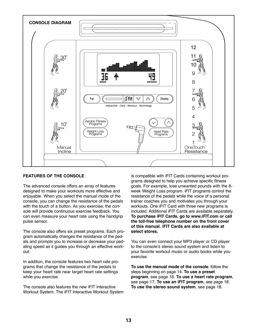 NordicTrack 30725.0 user manual Console Diagram Features of the Console 