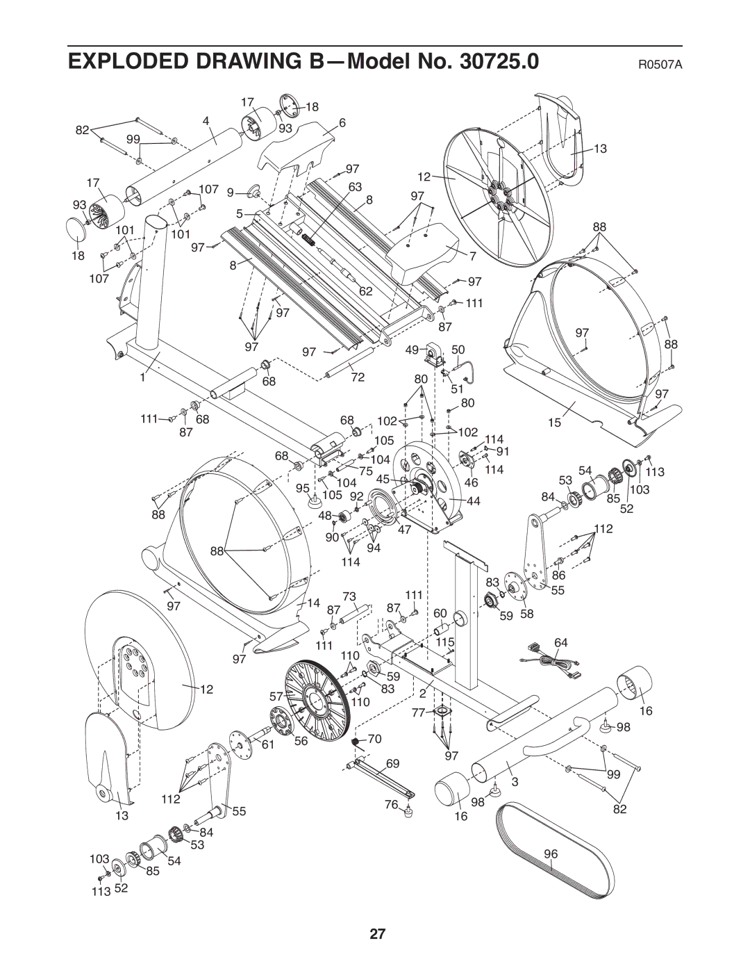 NordicTrack 30725.0 user manual Exploded Drawing B-Model No 