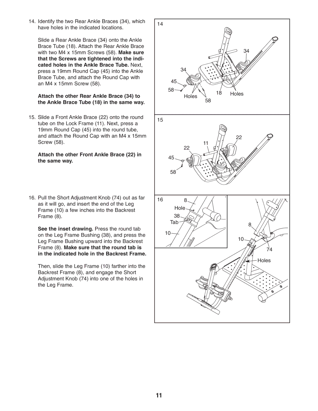 NordicTrack 30792.0 user manual Attach the other Front Ankle Brace 22 in the same way 