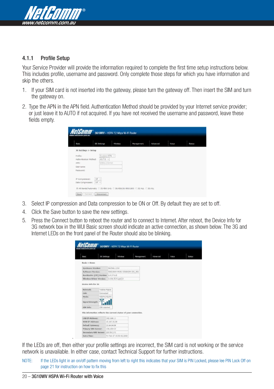 NordicTrack manual 20 3G10WV Hspa Wi-Fi Router with Voice 