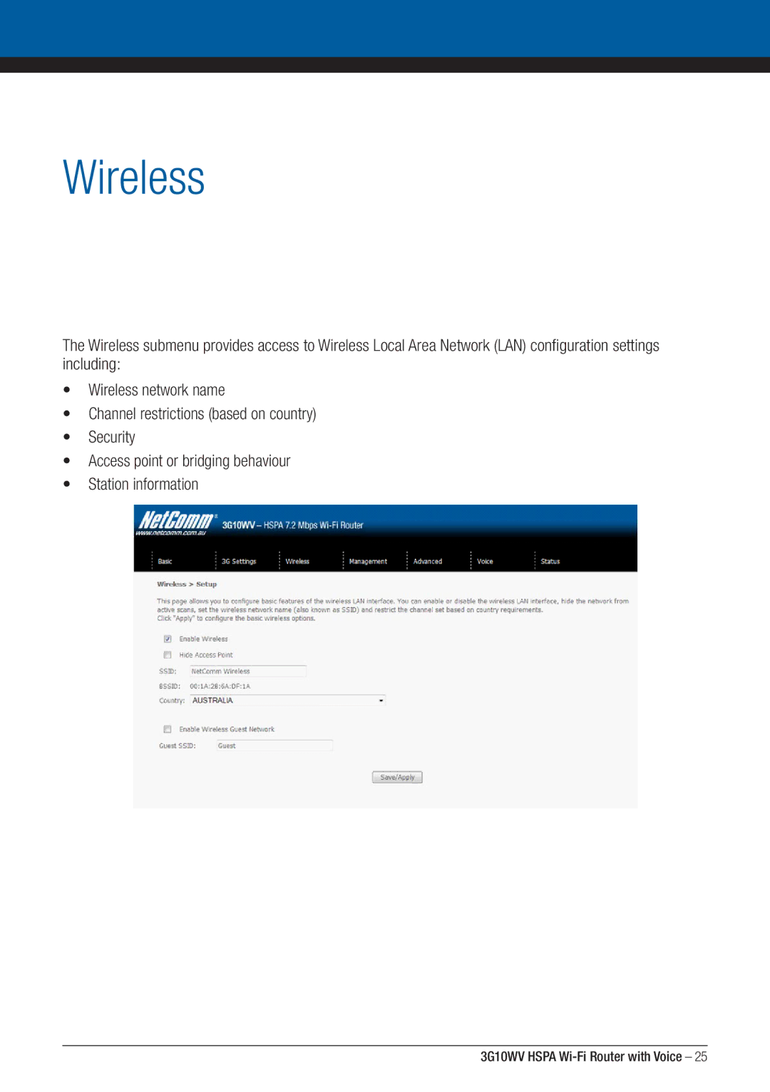 NordicTrack 3G10WV manual Wireless 