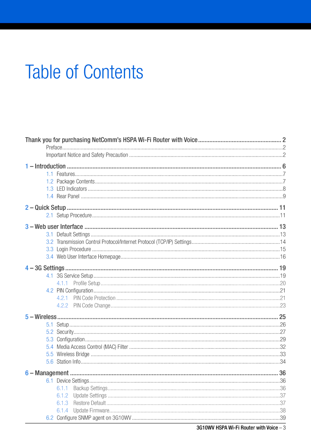 NordicTrack 3G10WV manual Table of Contents 