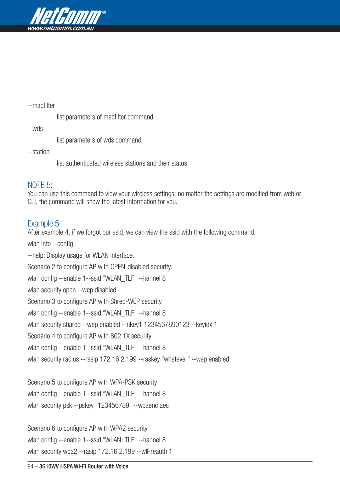 NordicTrack 3G10WV manual Scenario 6 to configure AP with WPA2 security 