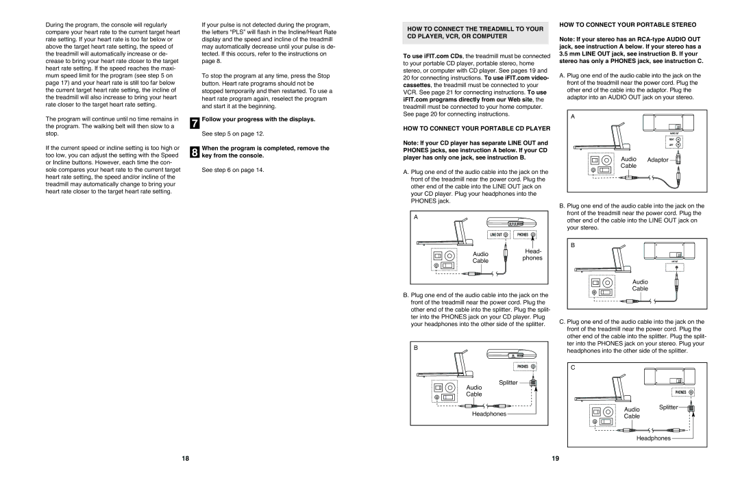 NordicTrack 4200 R user manual HOW to Connect Your Portable Stereo 