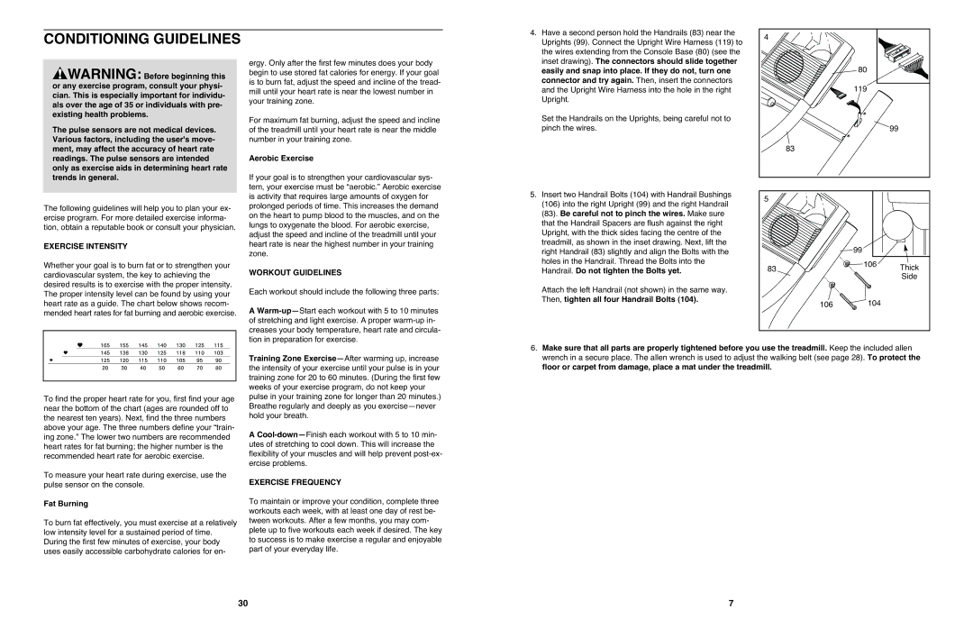 NordicTrack 4200 R user manual Conditioning Guidelines, Exercise Intensity, Workout Guidelines, Exercise Frequency 