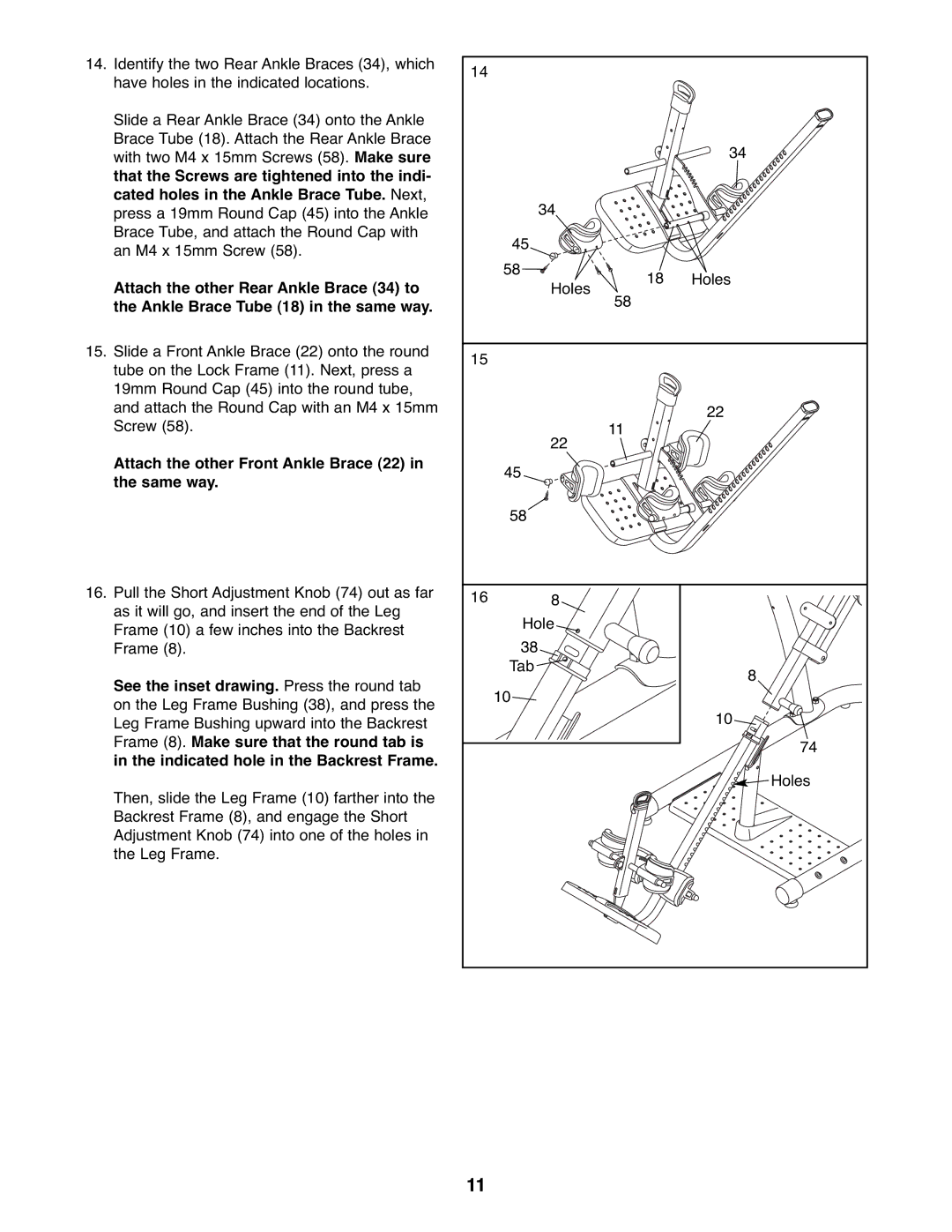 NordicTrack 831.14595.5 user manual Attach the other Front Ankle Brace 22 in the same way 