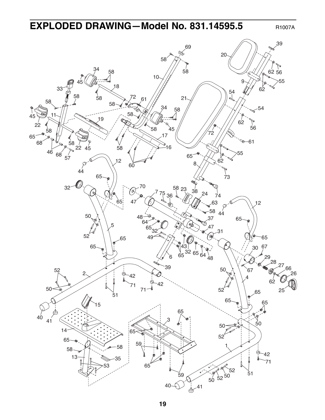 NordicTrack 831.14595.5 user manual Exploded DRAWING-Model No 