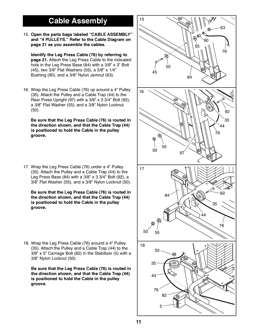 NordicTrack 831.159760 user manual Cable Assembly 