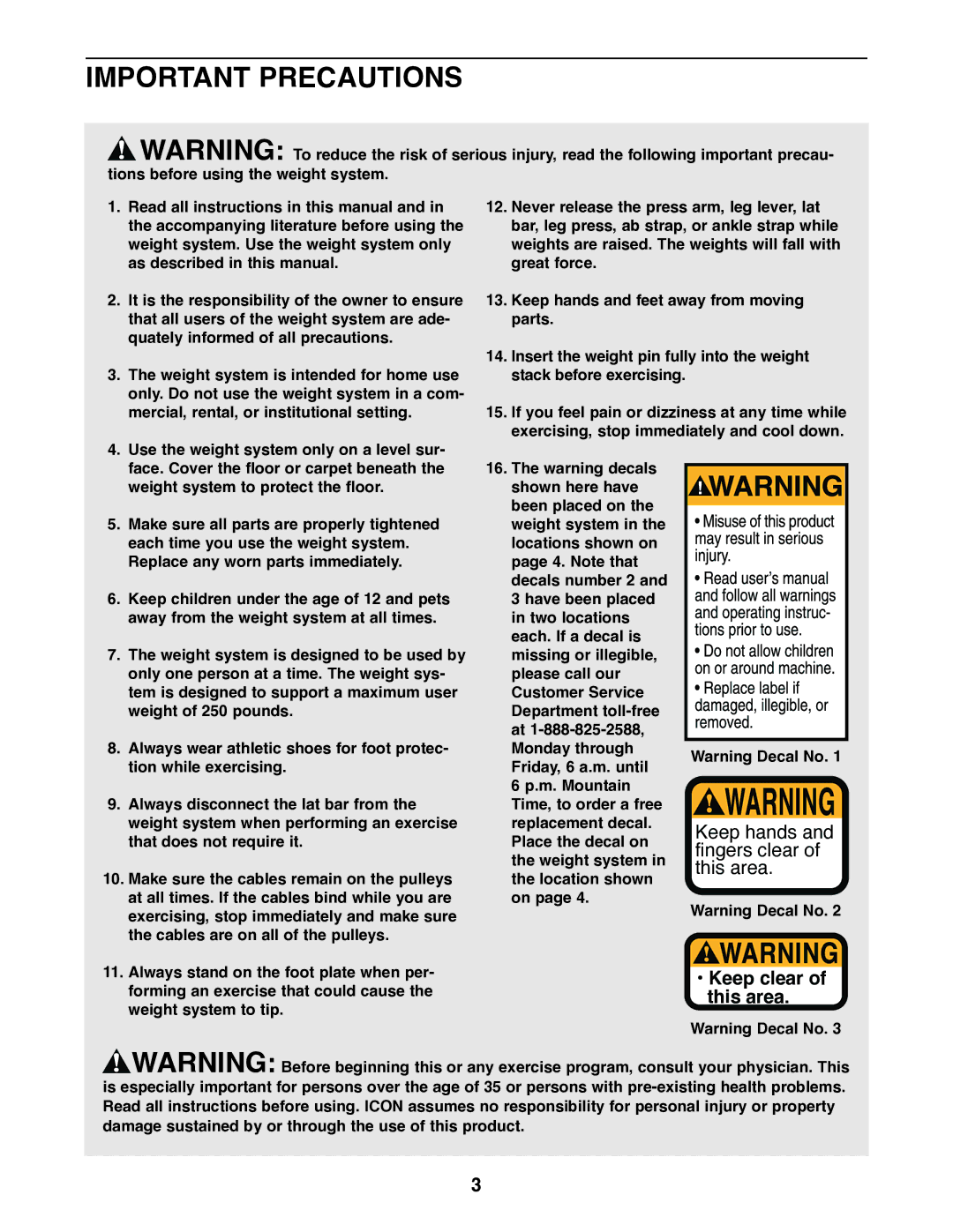 NordicTrack 831.159770 user manual Important Precautions 