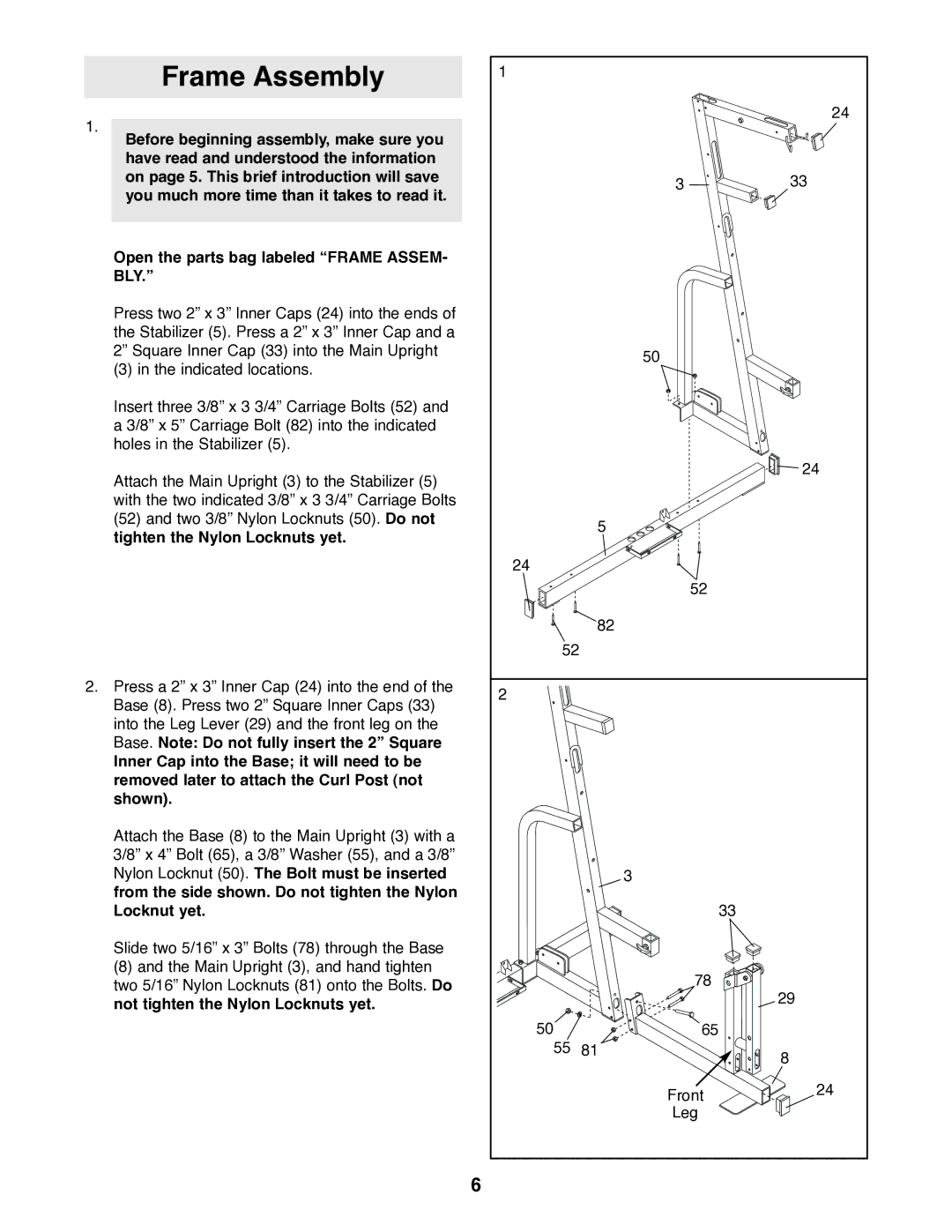 NordicTrack 831.159770 user manual Frame Assembly 