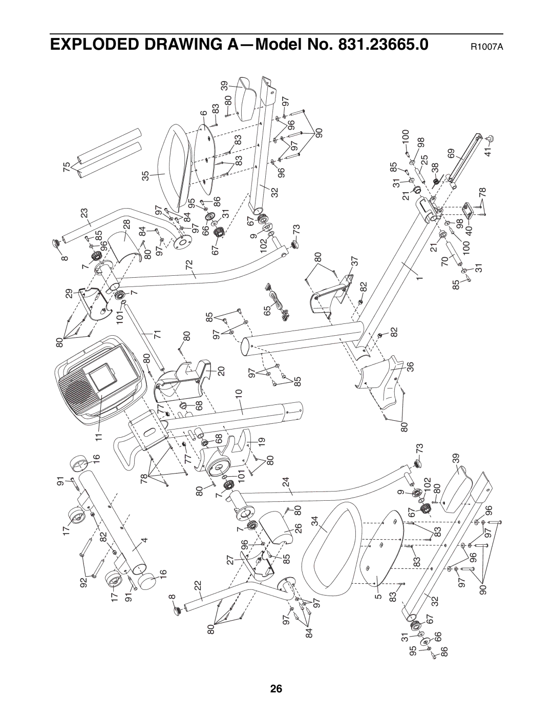 NordicTrack 831.23665.0 user manual Drawing A-Model No 