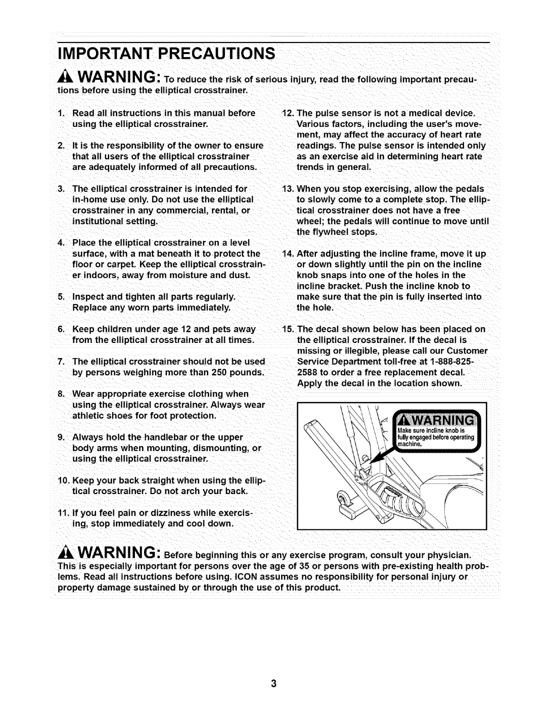 NordicTrack 831.28353 user manual Important Precautions 