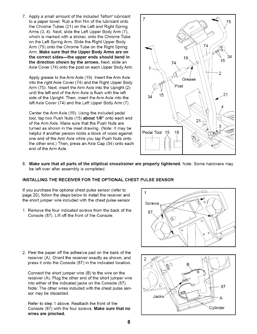 NordicTrack 831.28353 user manual Installing the Receiver for the Optional Chest Pulse Sensor 