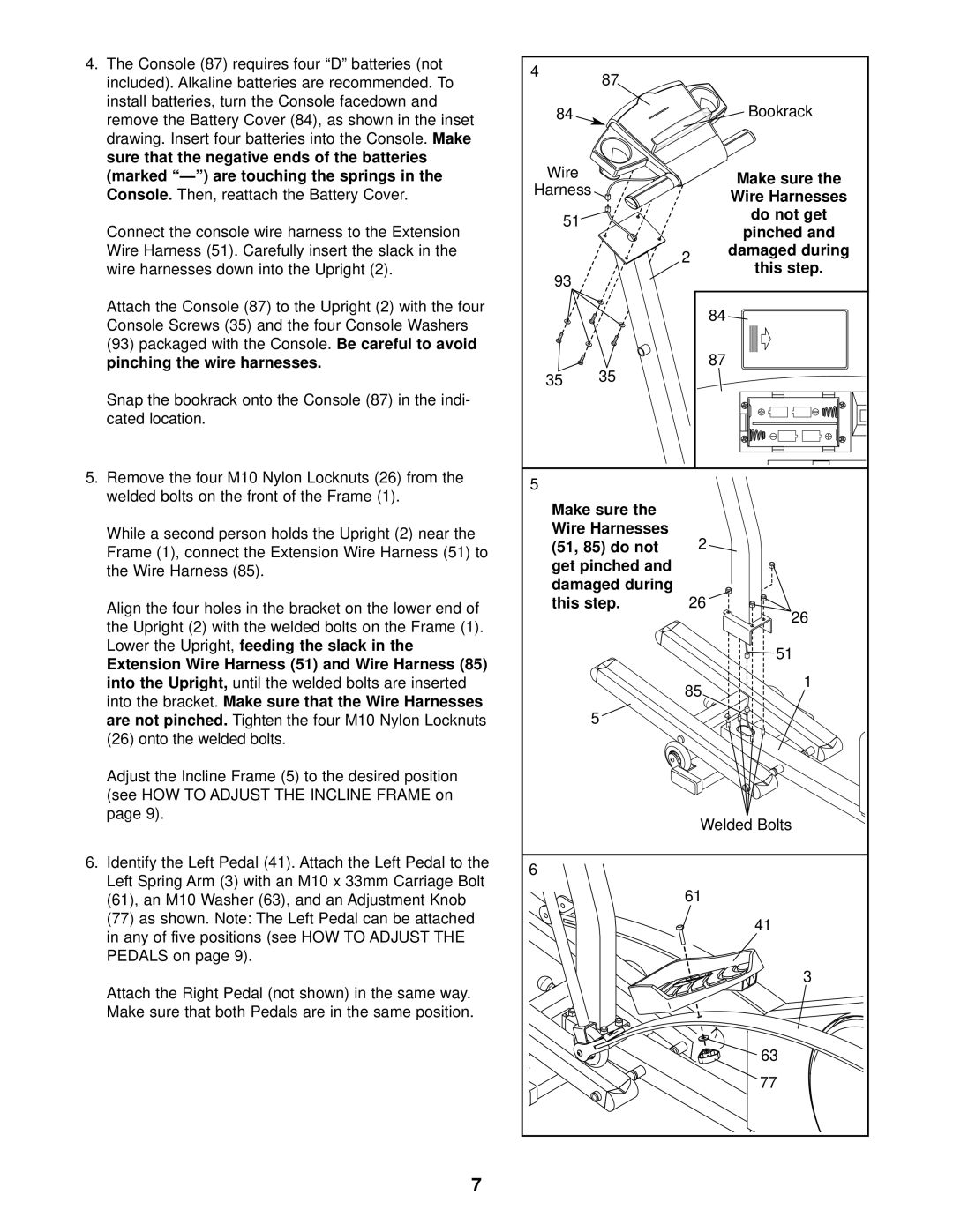 NordicTrack 831.283530 Drawing. Insert four batteries into the Console, Sure that the negative ends of the batteries 