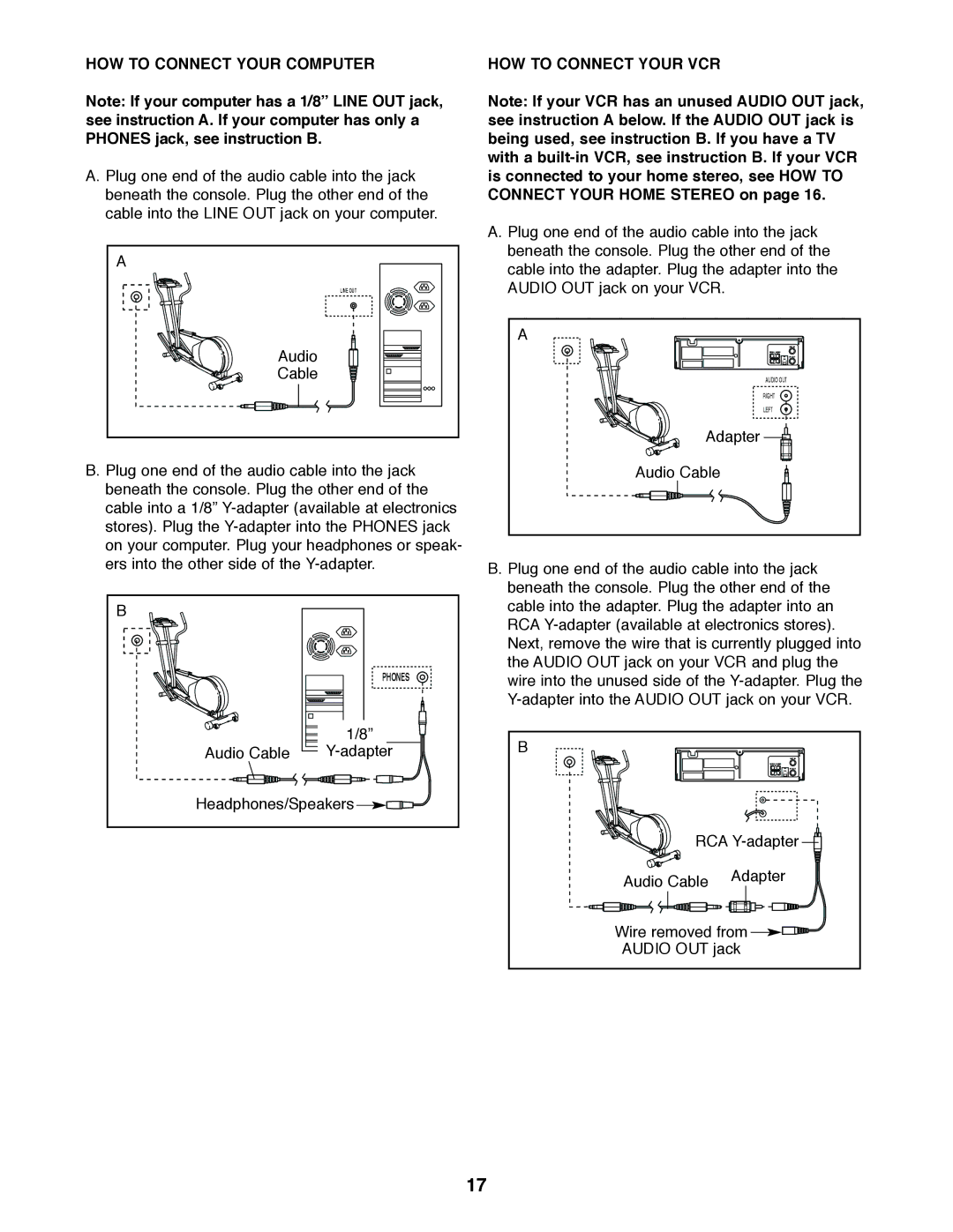 NordicTrack 831.298650 user manual HOW to Connect Your Computer, HOW to Connect Your VCR 