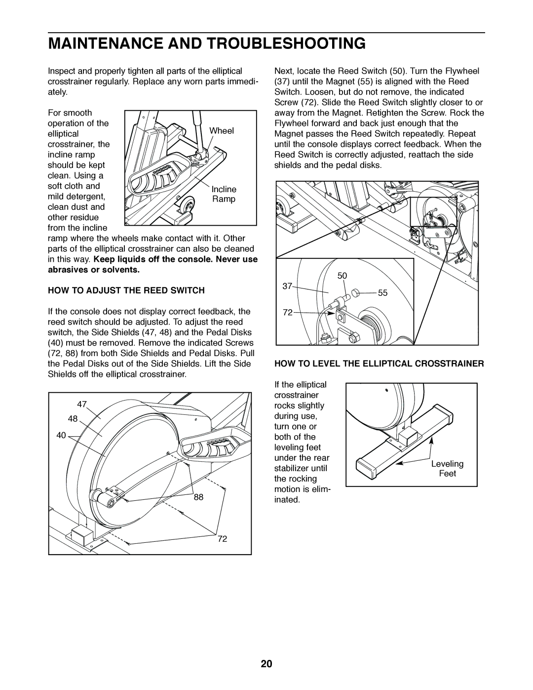 NordicTrack 831.298650 user manual Maintenance and Troubleshooting, HOW to Adjust the Reed Switch 