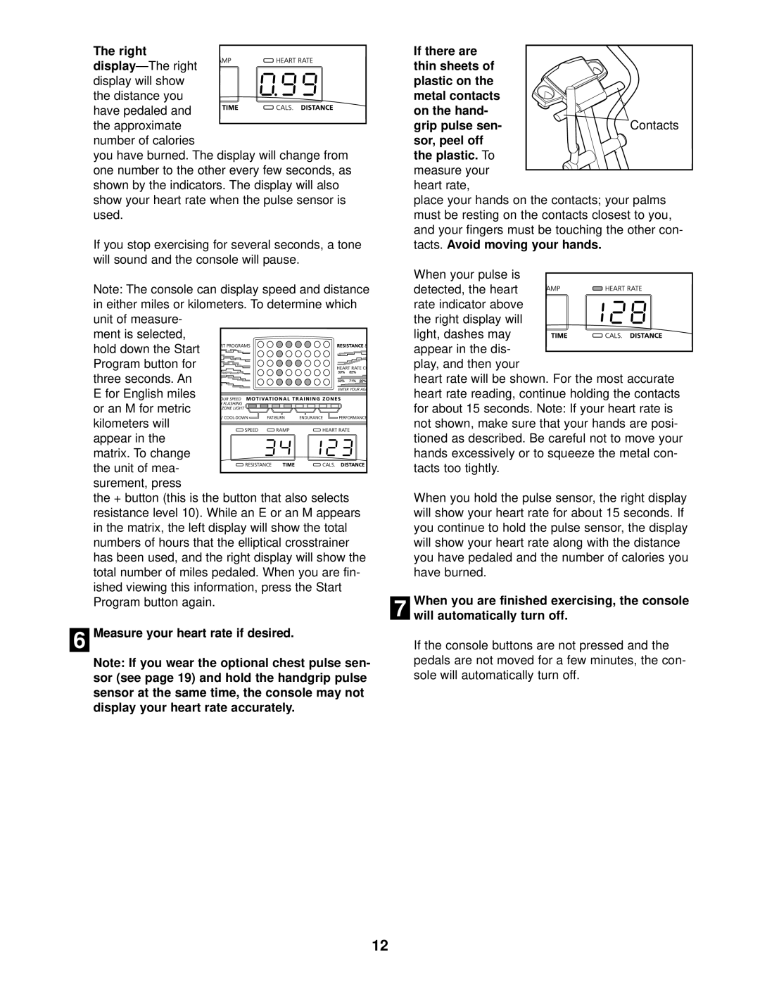 NordicTrack 831.298651 user manual Right, Measure your heart rate if desired If there are, Plastic, Heart rate 