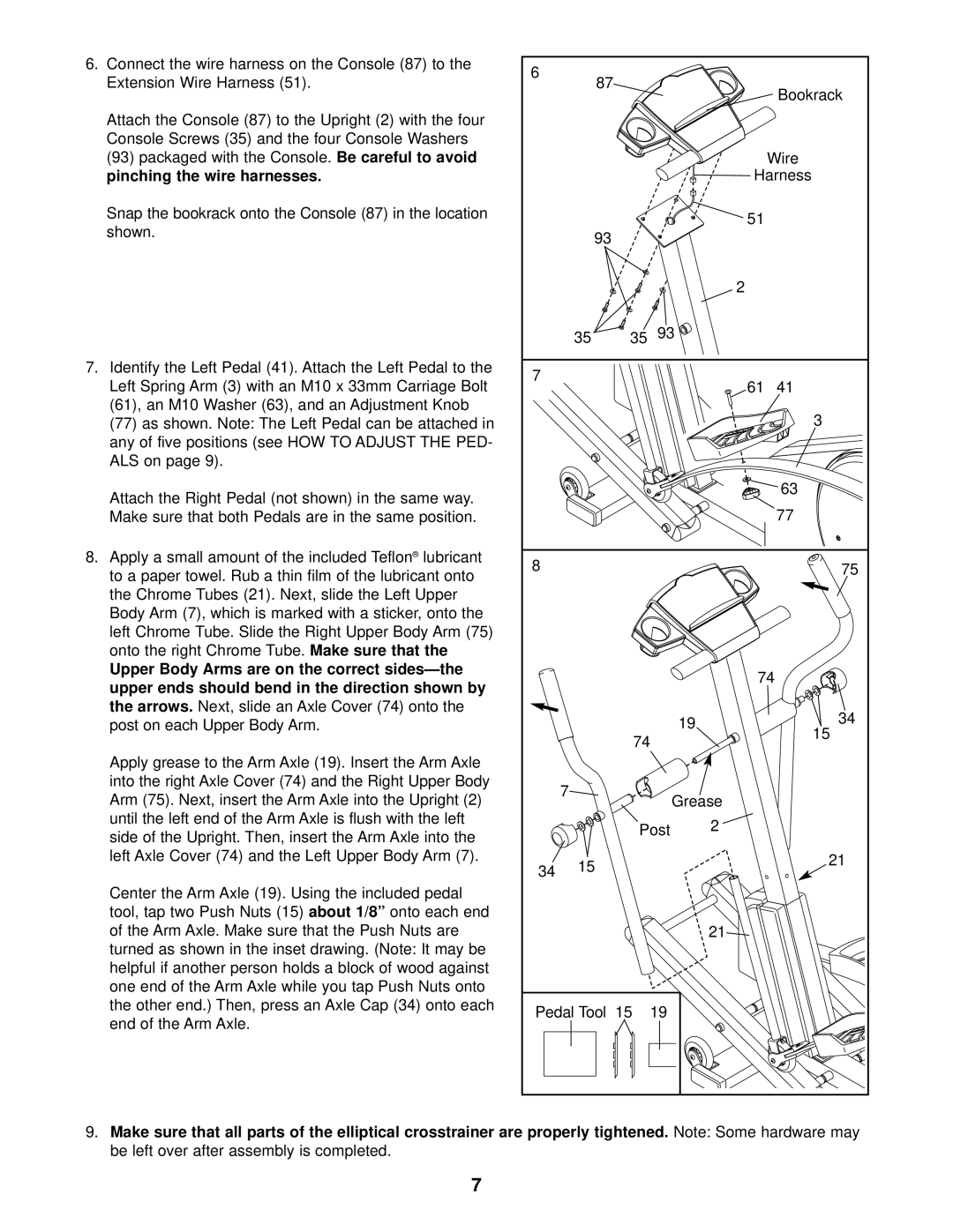 NordicTrack 831.298651 user manual Onto the right Chrome Tube, Arrows 