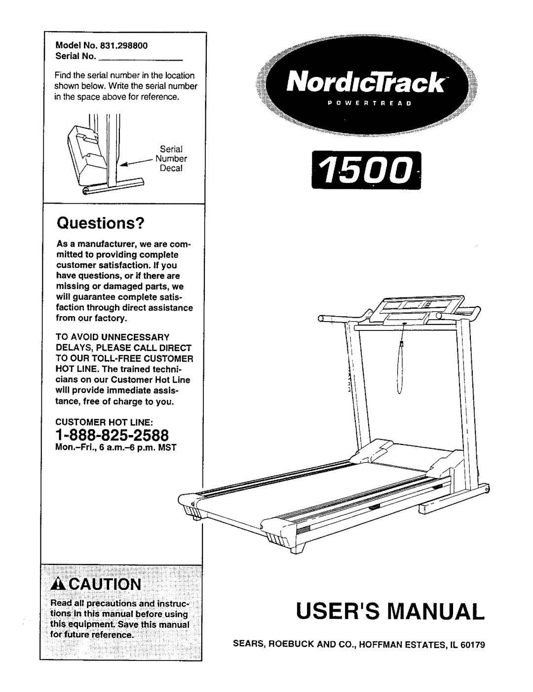 NordicTrack 831.2988 user manual Questions?, Model No Serial No, Customer HOT Line 