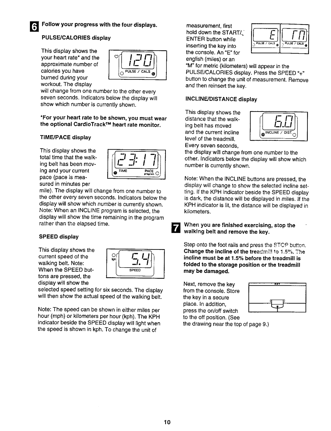 NordicTrack 831.2988 user manual Speed display, INCLINE/DISTANCE display 