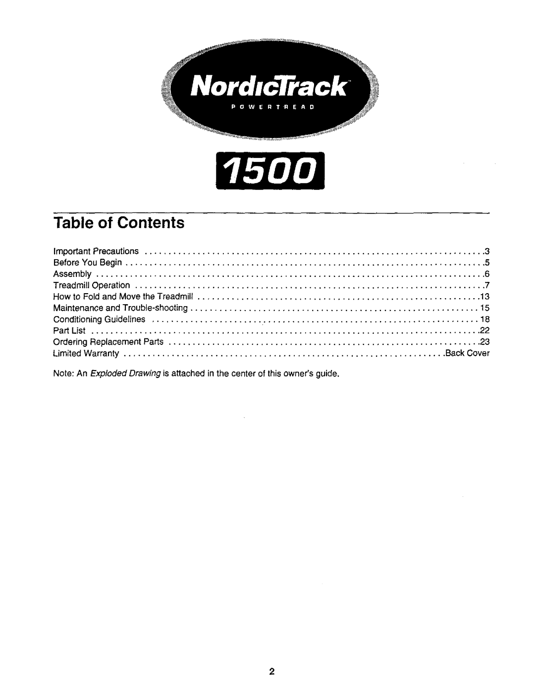 NordicTrack 831.2988 user manual Table of Contents 