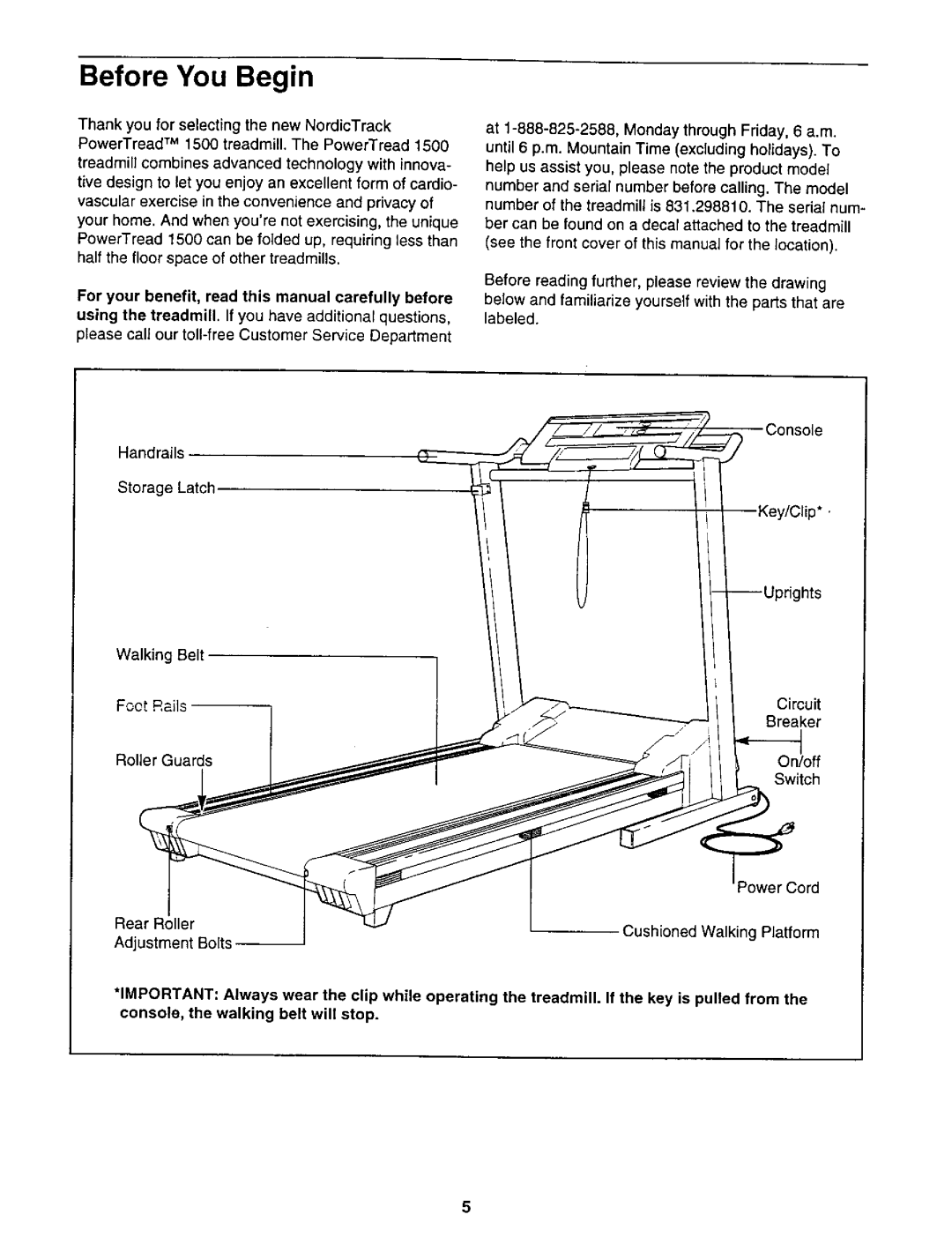 NordicTrack 831.2988 user manual Before You Begin, Foot Rails 