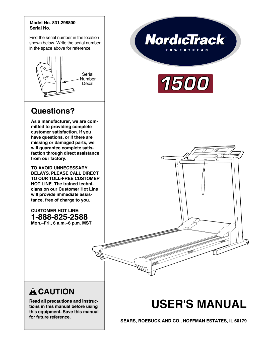 NordicTrack 831.298800 user manual Questions?, Model No Serial No, Customer HOT Line 