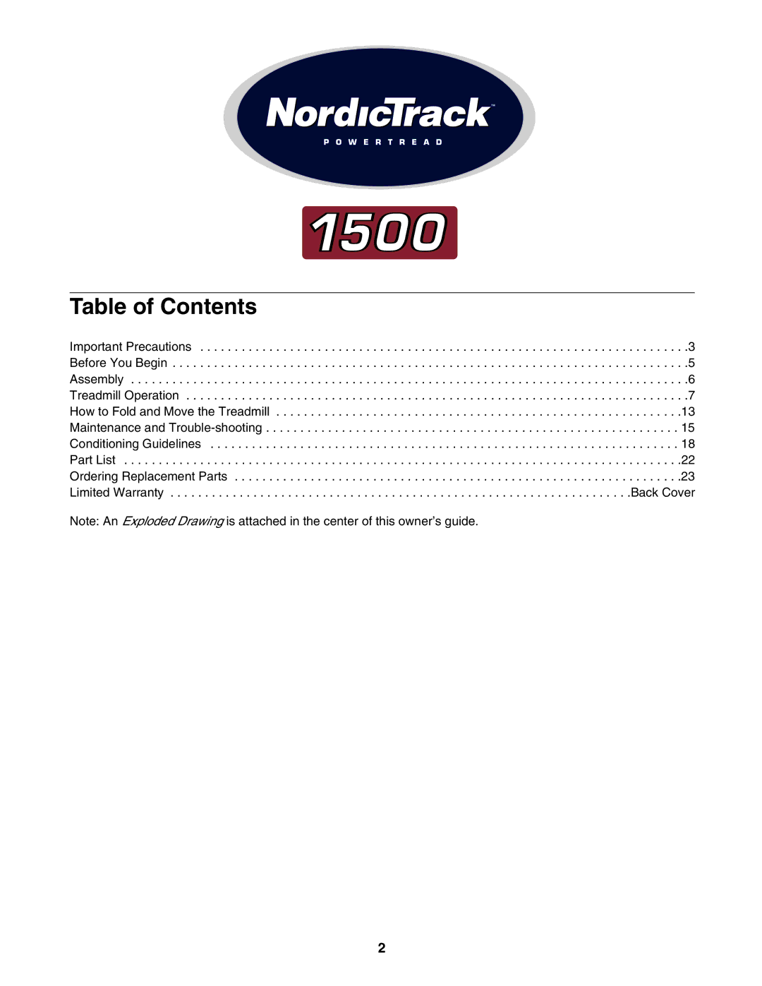 NordicTrack 831.298800 user manual Table of Contents 