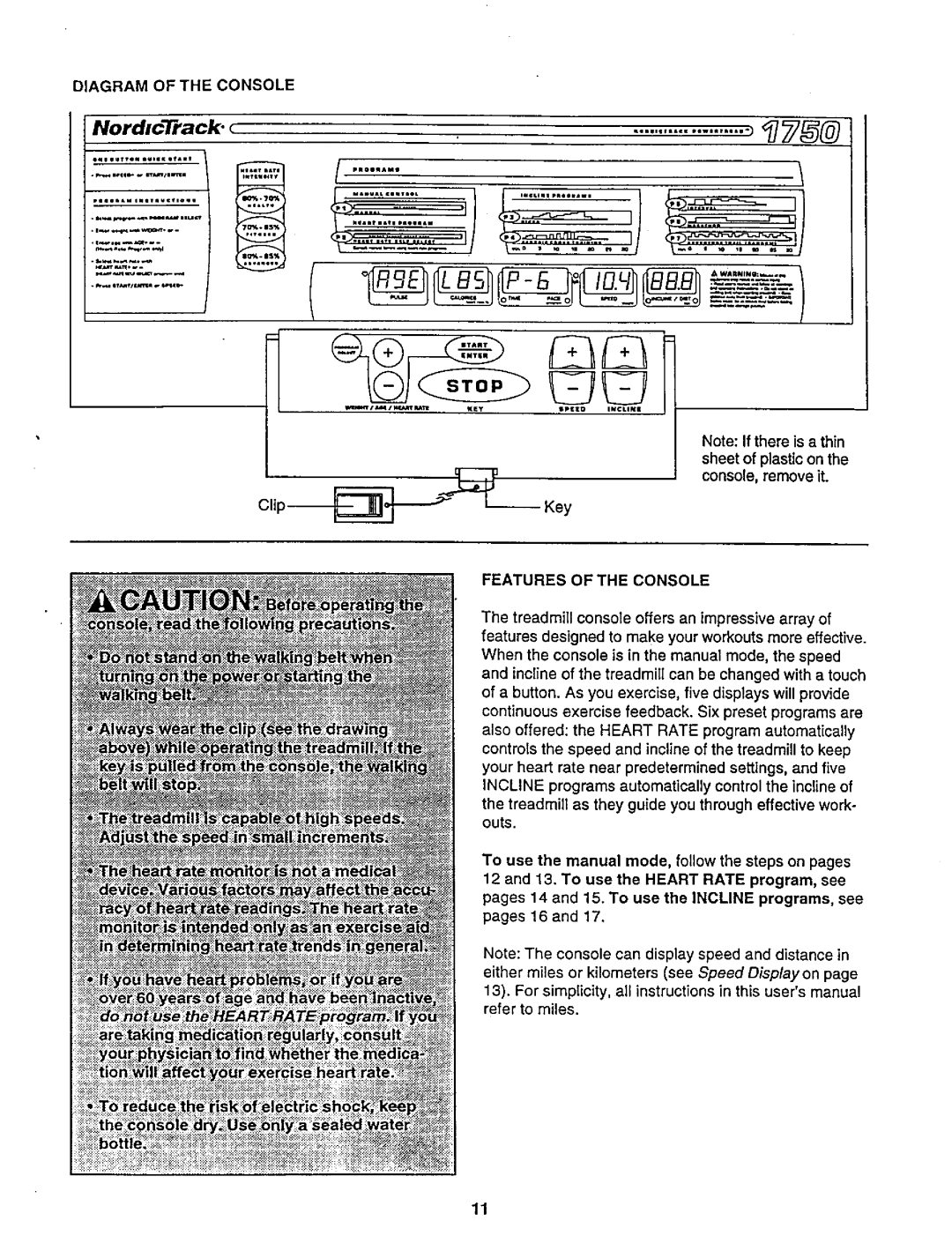 NordicTrack 831.29881 user manual Diagram of the Console, Features Oftheconsole 